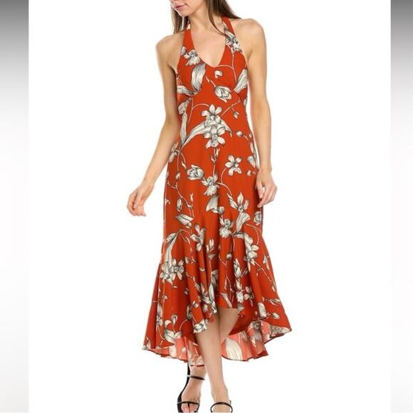 Taylor NWT Floral Halter Midi Dress Flower Print‎ Sleeveless Summer 14 - Picture 1 of 9